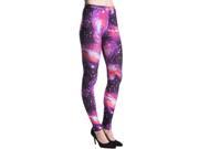 Young Lady Woman s Fashion Leggings [One Size Fits Most] Purple Galaxy