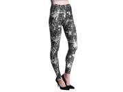 Young Lady Woman s Fashion Leggings [One Size Fits Most] Black White Lightning