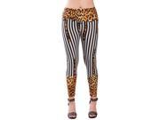 Young Lady Woman s Fashion Leggings [One Size Fits Most] Leopard Black Stripes