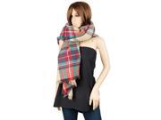 Aerusi Men or Women s Winter Tide Plaid Blanket Square Wool Oversized Scarf Wrap Shawl with Fringes