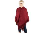 Aerusi Woman s Soft Woven Oversized Triangle Thick Wool Scarf with Fringes Red