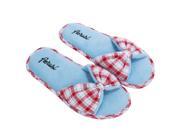 AERUSI Women s Cozy Indoors Slide Ribbon Home Bedroom Slippers Blue with Red Plaid [Single Pair]