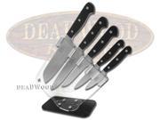 HEN ROOSTER AND 6 Piece Kitchen Cutlery Full Tang Knife Set with Clear Block