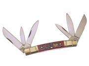 HEN ROOSTER AND Red Pickbone 6 Blade Congress Stainless Pocket Knife Knives