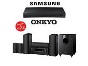 Onkyo HT S5800 5.1.2 Channel Dolby Atmos Home Theater System with Samsung BD J5700 Curved Blu Ray Player