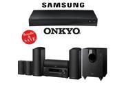 Onkyo HT S5800 5.1.2 Channel Dolby Atmos Home Theater System with Samsung BD J5900 Curved Blu ray Player Bundle