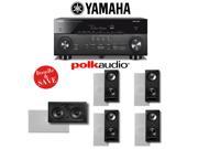 Yamaha AVENTAGE RX A760BL 7.2 Channel Network A V Receiver Polk Audio Vanishing Series 5.0 In Wall Home Speaker System 265 LS 255C LS