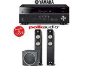 Yamaha RX V681BL 7.2 Channel 4K Network A V Receiver Polk Audio S55 Polk Audio PSW110 2.1 Home Theater Package