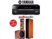 Yamaha RX A1060BL AVENTAGE 7.2 Channel Dolby Atmos Network A V Receiver Polk Audio TSi 500 Polk Audio PSW125 2.1 Ch Home Theater Package Cherry