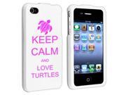 Apple iPhone 4 4S White Rubber Hard Case Snap on 2 piece Light Blue Keep Calm and Love Turtles