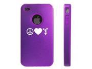 Apple iPhone 4 4S Purple D6282 Aluminum Silicone Case Cover Peace Love Cheer