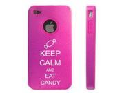 Apple iPhone 4 4S 4G Hot Pink D9269 Aluminum Silicone Case Keep Calm and Eat Candy