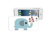 Apple iPhone 5 White 5W498 Hard Back Case Cover Color Cute Cartoon Elephant with Flower Hearts