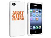 Apple iPhone 4 4S White Rubber Hard Case Snap on 2 piece Orange Army Girlfriend