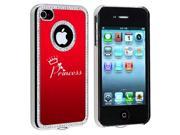 Apple iPhone 4 4S 4G Red S770 Rhinestone Crystal Bling Aluminum Plated Hard Case Cover Princess with Crown