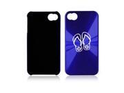Apple iPhone 4 4S 4G Blue A380 Aluminum Hard Back Case Flip Flops with Hibiscus