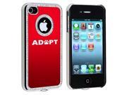 Apple iPhone 4 4S 4G Red S872 Rhinestone Crystal Bling Aluminum Plated Hard Case Cover Adopt Paw Print