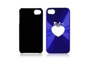 Apple iPhone 4 4S 4G Blue A919 Aluminum Hard Back Case Cover Heart with Ribbon