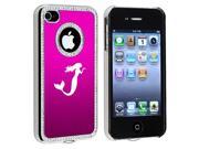 Apple iPhone 4 4S 4G Hot Pink S1199 Rhinestone Crystal Bling Aluminum Plated Hard Case Cover Mermaid