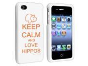 Apple iPhone 4 4S White Rubber Hard Case Snap on 2 piece Orange Keep Calm and Love Hippos