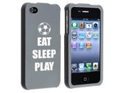 Apple iPhone 4 4S Gray Rubber Hard Case Snap on 2 piece Eat Sleep Play Soccer