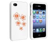 Apple iPhone 4 4S White Rubber Hard Case Snap on 2 piece Orange Swimming Turtles