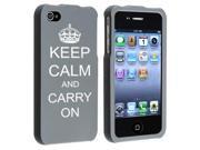 Apple iPhone 4 4S Gray Rubber Hard Case Snap on 2 piece Keep Calm and Carry On