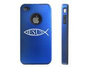 Apple iPhone 4 4S 4G Blue D1481 Aluminum Silicone Case Cover Jesus Fish