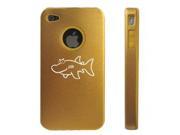 Apple iPhone 4 4S 4 Gold D3666 Aluminum Silicone Case Cover Cartoon Shark