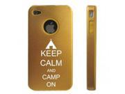 Apple iPhone 4 4S 4G Yellow Gold D9257 Aluminum Silicone Case Keep Calm and Camp On