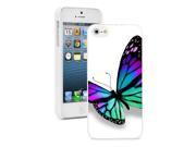 Apple iPhone 4 4S 4G White 4W708 Hard Back Case Cover Colorful Purple Blue Green Butterfly