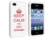 Apple iPhone 4 4S White Rubber Hard Case Snap on 2 piece Red Keep Calm and Get Inked