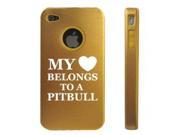 Apple iPhone 4 4S 4G Yellow Gold D9527 Aluminum Silicone Case My Heart Belongs To A Pitbull
