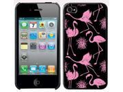 Apple iPhone 4 4S 4G Black 4B57 Hard Back Case Cover Pink Flamingos on Black Design