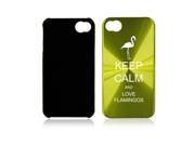 Apple iPhone 4 4S 4G Green A2102 Aluminum Hard Back Case Cover Keep Calm and Love Flamingos
