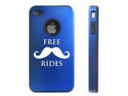 Apple iPhone 4 4S 4G Blue D7807 Aluminum Silicone Case Free Mustache Rides