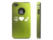 Apple iPhone 4 4S 4 Green D3194 Aluminum Silicone Case Cover Peace Love High Heel
