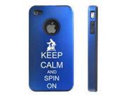 Apple iPhone 4 4S 4G Blue D8255 Aluminum Silicone Case Keep Calm and Spin On