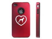 Apple iPhone 4 4S Red D4650 Aluminum Silicone Case Cover Heart Love Boxer Dog
