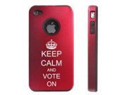 Apple iPhone 4 4S Red D5480 Aluminum Silicone Case Cover Keep Calm and Vote On