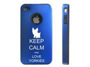 Apple iphone 4 4s 4g Blue D8779 Aluminum Silicone Case Cover Keep Calm and Love Yorkies