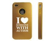 Apple iPhone 4 4S Yellow Gold D9869 Aluminum Silicone Case Cover I Love Someone with Autism
