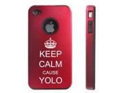 Apple iPhone 4 4S Red D5788 Aluminum Silicone Case Cover Keep Calm cause YOLO
