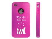 Apple iPhone 4 4S 4 Hot Pink D2994 Aluminum Silicone Case Cover Reach for the Stars
