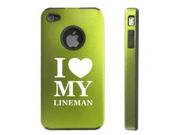 Apple iPhone 4 4S Green D9844 Aluminum Silicone Case Cover I Love My Lineman