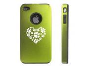 Apple iPhone 4 4S Green D7347 Aluminum Silicone Case Cover Paw Prints Heart Shape