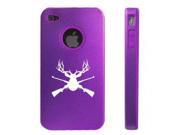 Apple iPhone 4 4S 4G Purple DD125 Aluminum Silicone Case Deer Hunter Head Rifle