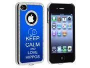 Apple iPhone 4 4S 4G Blue S1093 Rhinestone Crystal Bling Aluminum Plated Hard Case Cover Keep Calm and Love Hippos Apple iPhone 4 4S 4G Blue S1093 Rhinestone Crystal Bling Aluminum Plated Hard Case Cover Keep Calm and Love Hippos