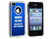 Apple iPhone 4 4S 4G Blue S115 Rhinestone Crystal Bling Aluminum Plated Hard Case Cover Dance Is Life
