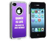 Apple iPhone 4 4S 4G Purple S112 Rhinestone Crystal Bling Aluminum Plated Hard Case Cover Dance Is Life